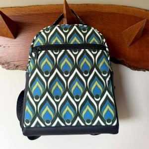 Jo Smith. Western Australian Bag maker. Vibrant Green and geometric mini backpack.