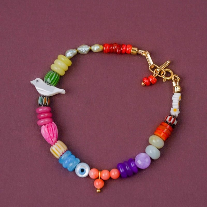Natural Stone & Glass Bead Bracelet Handmade Bracelet. Luisa Nizamieva. Western Australian Jeweller. Natural Stones and Glass Beads.