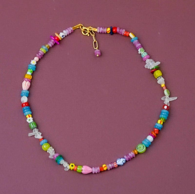 Natural Stone & glass bead necklace (2) Handmade Necklace. Luisa Nizamieva. Western Australian Jeweller. Natural Stones and Glass Beads.