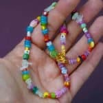 Natural stone & glass bead necklace