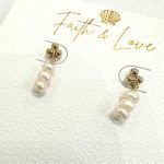 Drop Earrings featuring 3 small Freshwater pearls with 3 small balls of 14kt gold filled stud cover