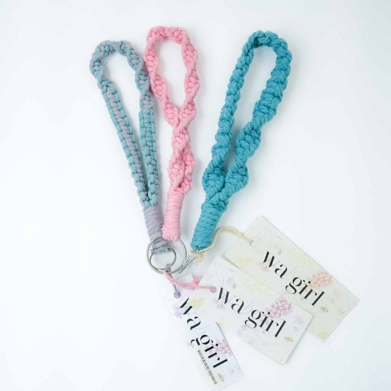 A collection of macrame wristlets