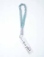 Macrame Wristlet WA Girl A Light blue and grey macrame wristlet