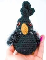 hand‑crocheted black cockatoo toy by Gala Crochet (1)