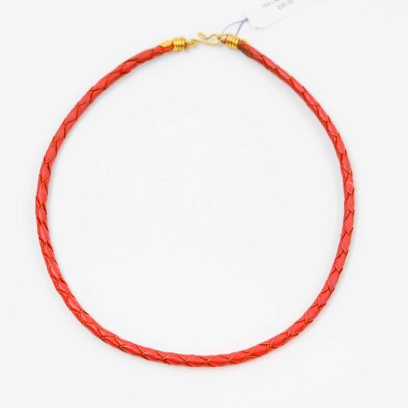 red leather necklace leather woven (2) Hand woven erd leather neckalce with brass clasp made by local Western Australian Artisan Oswaldo