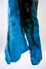 Blue and Black silk and wool hand felted Scarf Susan Hendroff (1)