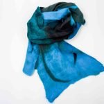 Blue and Black silk and wool hand felted Scarf Susan Hendroff (3)