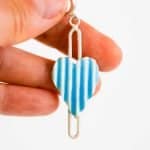 Corrugated Heart Earrings Blue (1)