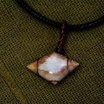 Opal wire pendant, antique bronze (2)