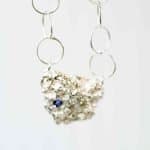 Silver Wax Cast Coral and Blue Sapphire necklace (3)