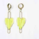 Terling Silver Corrugated Heart Earrings lime green (1)