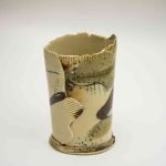 Abstract Stoneware vase brown and cream Magda (2) A higher view of the stoneware vase