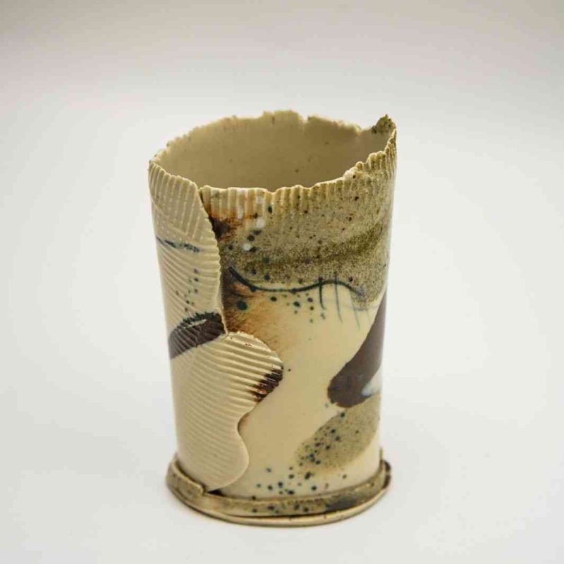 A higher view of the stoneware vase