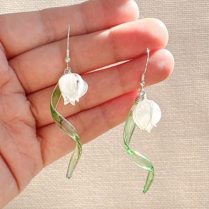 Silver Lily Flower Earrings